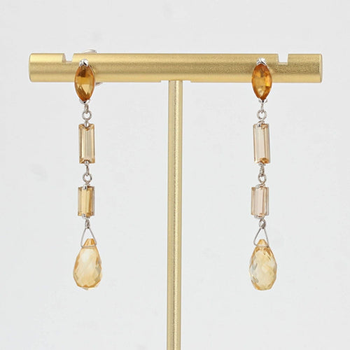 Boucles d'oreilles Boucles d'oreilles de création pendantes citrines 58 Facettes 21-305