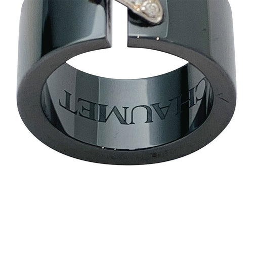 Bague 47 Bague Chaumet, "Liens", céramique noire, or blanc, diamants. 58 Facettes 30593