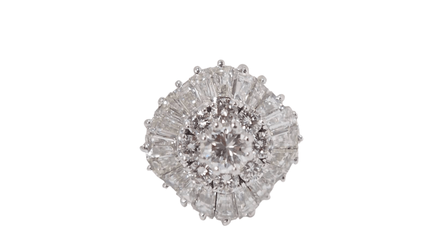 Bague Bague double entourage en or blanc et diamants 58 Facettes 31496