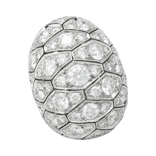 Bague 51 Bague Cartier "Serpentine" en platine et diamants. 58 Facettes 29166-1
