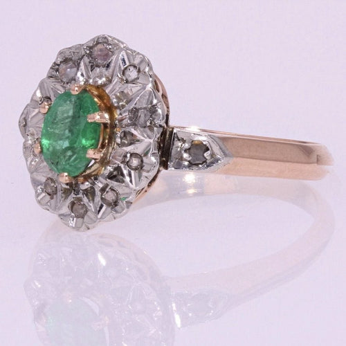 Bague 53 Bague ancienne pompadour émeraude diamants 58 Facettes 19-528-48