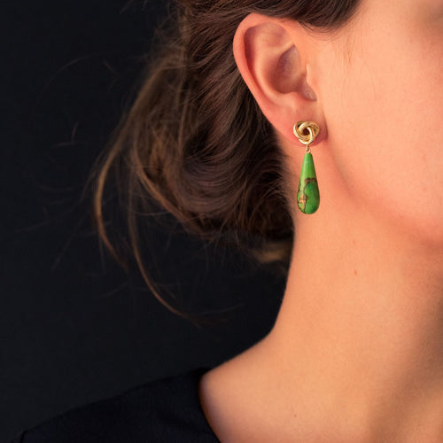 Boucles d'oreilles Boucles d'oreilles or jaune et turquoise du Turkménistan 58 Facettes 17-323