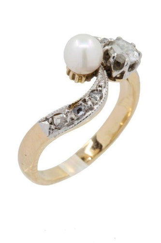 Bague 45 Vous et moi perle et diamants 58 Facettes 34681