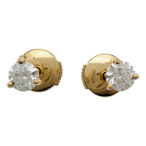 Boucles d'oreilles Puces d'oreilles en or jaune, diamants. 58 Facettes 30029