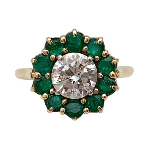 Bague 52.5 Bague marguerite Boucheron, diamant et émeraudes. 58 Facettes 29377