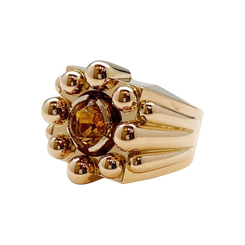 Bague 52 Bague chevalière en or jaune et citrine. 58 Facettes 30026