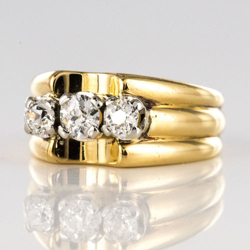 Bague 51 Bague tank or jaune 3 diamants 58 Facettes 20-153-54