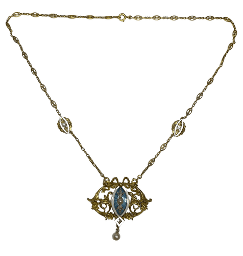 Collier Collier Art Nouveau Diamants Email Perles 58 Facettes