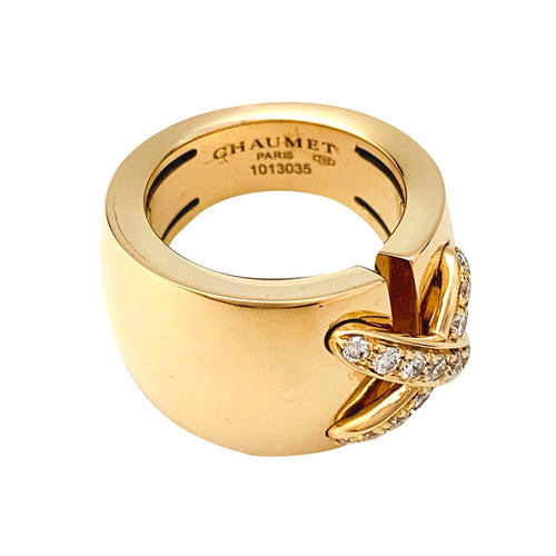 Bague 51 Bague Chaumet, "Liens" grand modèle, or jaune, diamants. 58 Facettes 29934