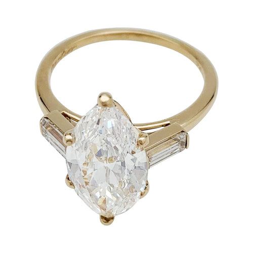 Bague 53 Bague Cartier en or jaune, diamant navette 3,15 carats. 58 Facettes 29270-1