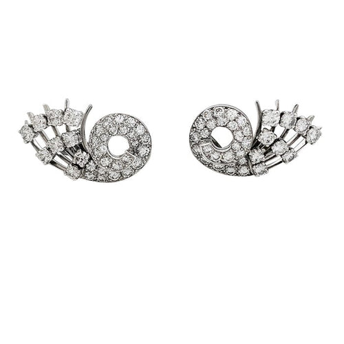 Boucles d'oreilles Boucles d'oreilles clips en or blanc et platine, diamants. 58 Facettes 30466