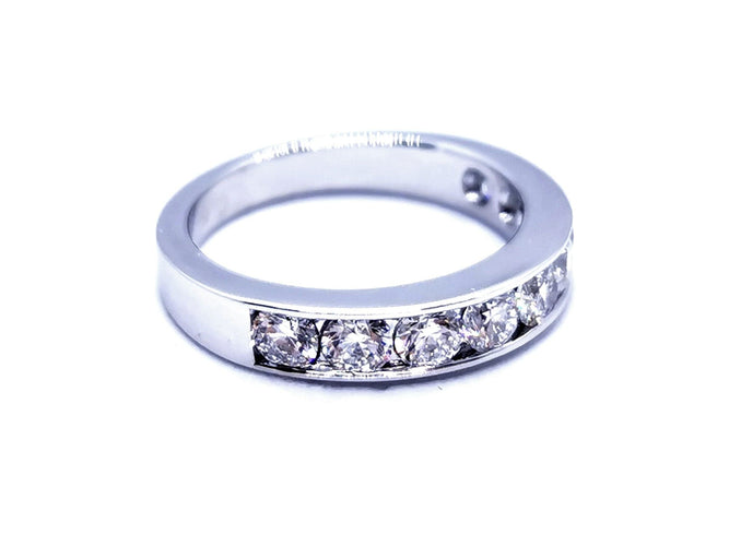 Bague 54 Bague Demie alliance Or blanc Diamant 58 Facettes 1021705CD