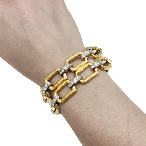 Bracelet Bracelet articulé or jaune et blanc, diamants. 58 Facettes 28487