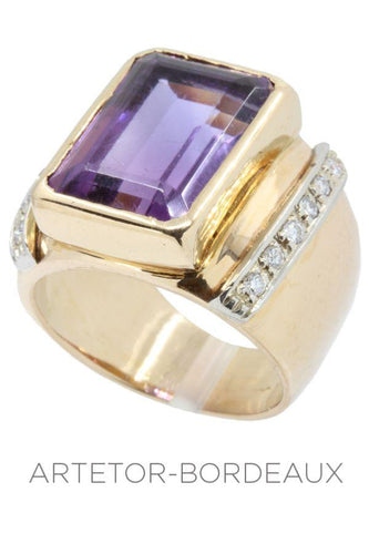 Bague 52 Bague tank améthyste et diamants 58 Facettes 33441