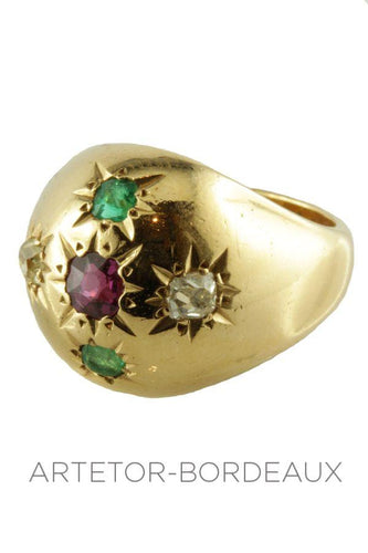 Bague Bague boule rubis, émeraudes et diamants 58 Facettes