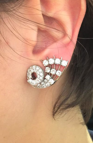 Boucles d'oreilles Boucles d'oreilles clips en or blanc et platine, diamants. 58 Facettes 30466