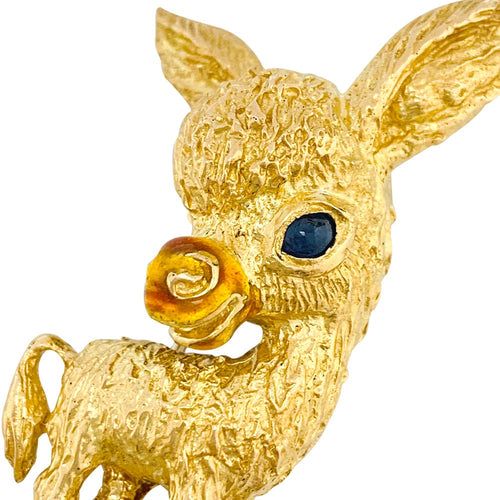 Broche Broche Fred, "Ane", or jaune, saphir et émail. 58 Facettes 29591