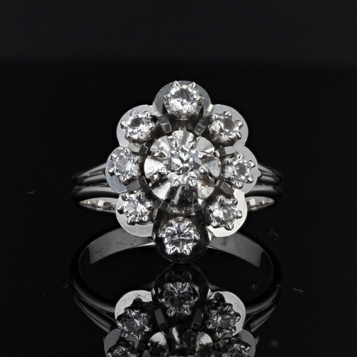 Bague 50 Bague en or blanc saphirs blancs 58 Facettes 19-517C-50