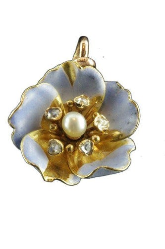 Pendentif Pendentif fleur émail et diamants 58 Facettes 16551
