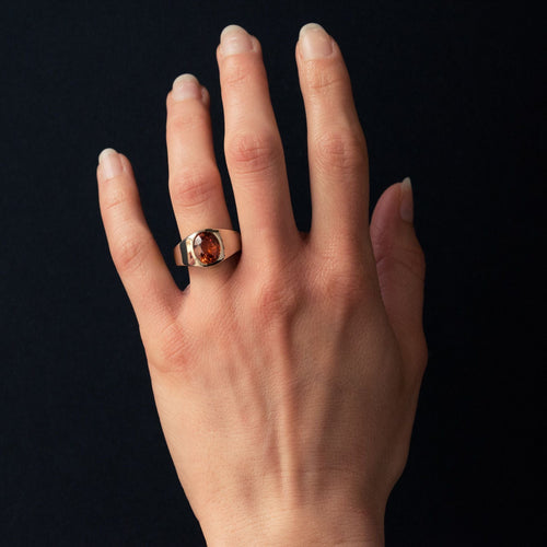 Bague 57 Bague homme grenat spessartite 58 Facettes 18-053