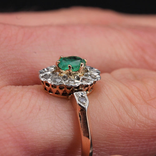 Bague 53 Bague ancienne pompadour émeraude diamants 58 Facettes 19-528-48