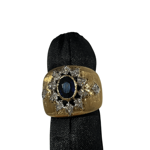 Bague Bague en or brossé Saphir Diamants 58 Facettes
