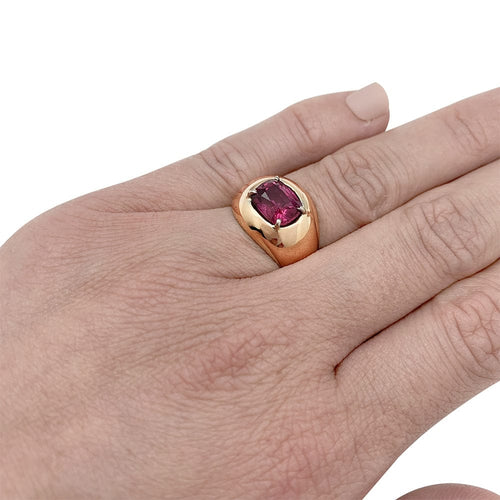 Bague 51 Jonc anglais or rose, rubis Mozambique 2.53 cts. 58 Facettes 30327