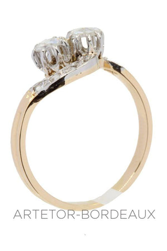 Bague 52 Toi et moi ancien diamants 58 Facettes 31891