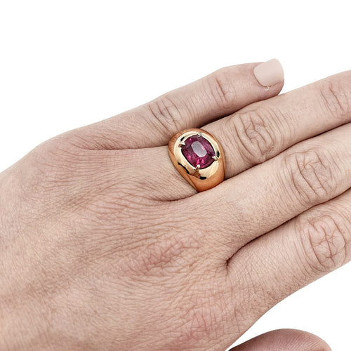 Bague 51 Jonc anglais or rose, rubis Mozambique 2.53 cts. 58 Facettes 30327
