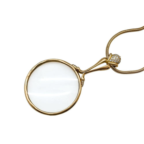 Collier Chaîne et loupe en or jaune, diamants. 58 Facettes 29367