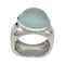Bague 52 Bague carrée en or blanc, cabochon d'aigue-marine. 58 Facettes 30362