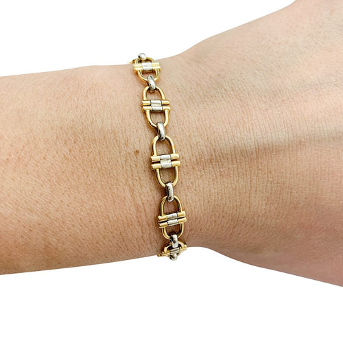 Bracelet Bracelet Cartier, "Santos", or jaune et blanc. 58 Facettes 30201
