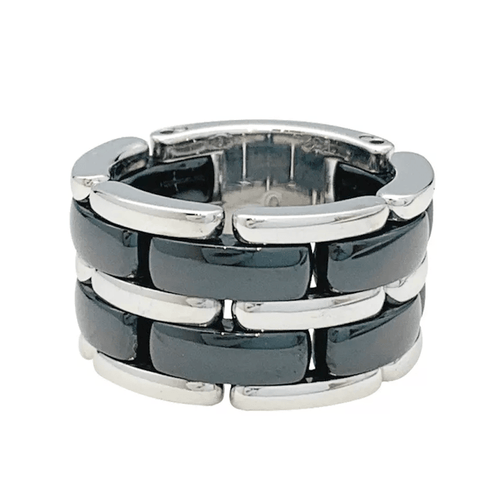 Bague 59 Bague Chanel "Ultra" grand modèle en or blanc et céramique noire. 58 Facettes 30388