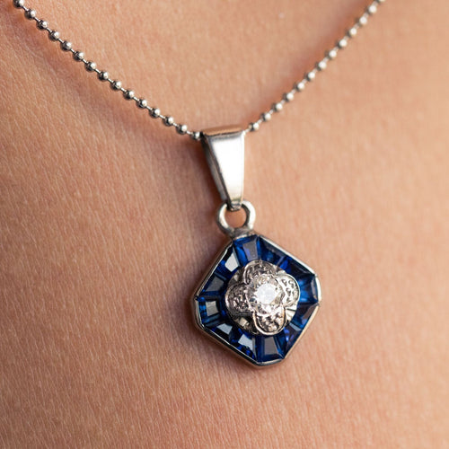 Pendentif Pendentif art déco diamants saphirs calibrés 58 Facettes 16-148
