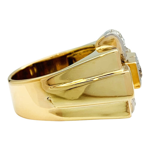 Bague 56 Bague tank en or jaune platine et diamants. 58 Facettes 30581