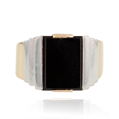 Bague 58 Chevalière art déco homme onyx platine et or 58 Facettes 21-211-58