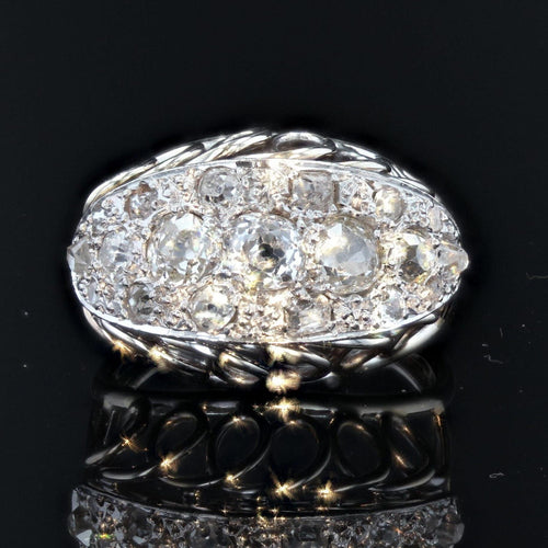 Bague 51 Bague rétro diamants or blanc 58 Facettes 21-142-51