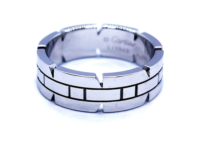 Bague 63 Cartier Bague Alliance Tank Or blanc 58 Facettes 1050177CN