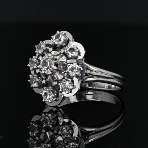 Bague 50 Bague en or blanc saphirs blancs 58 Facettes 19-517C-50