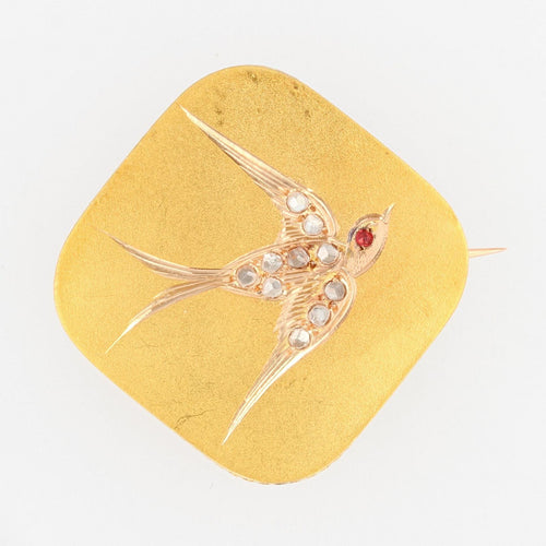 Broche Broche ancienne en or hirondelle 58 Facettes 21-105
