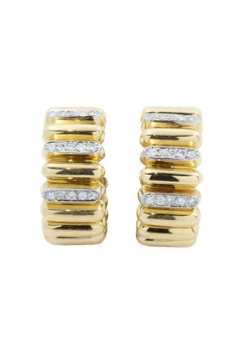 Boucles d'oreilles Créoles godrons diamants 58 Facettes 31331