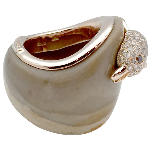 Bague 53 Bague Paolobongia "Dauphin" en or rose, diamants, jaspe et grenat. 58 Facettes 27373