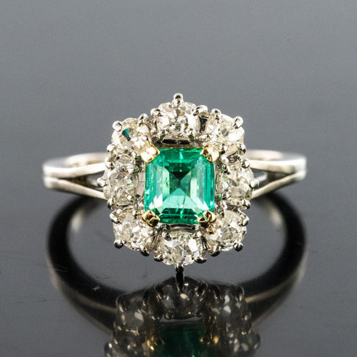 Bague 59 Bague marguerite émeraude et diamants 58 Facettes 19-317-51