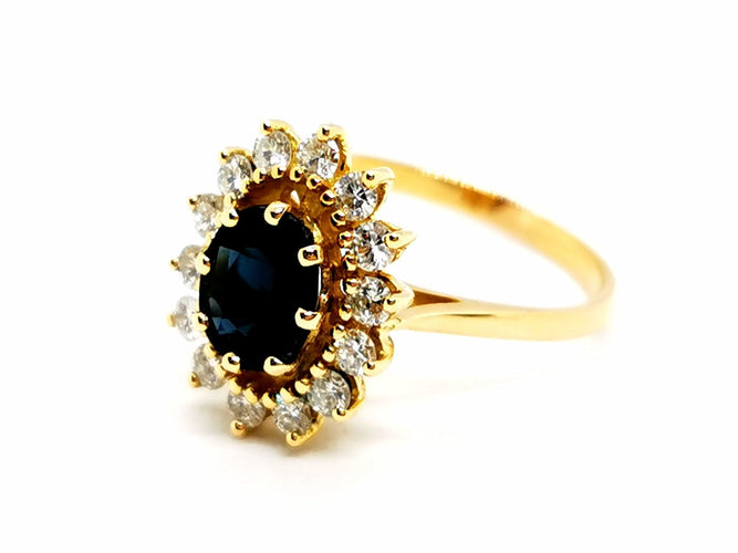 Bague 55 Bague Fleur Or jaune Saphir 58 Facettes 952717CN