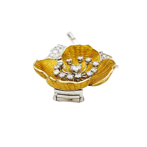 Broche Broche "Eglantine" Boucheron en or et platine, émail et diamants. 58 Facettes 30428