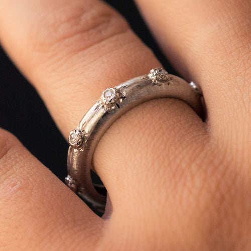 Bague 54 Bague or blanc satiné diamants 58 Facettes ANSETAB-54