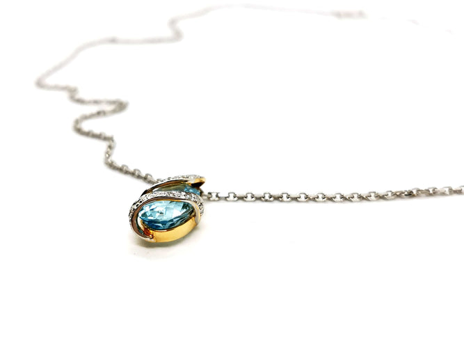 Collier Collier Chaîne + pendentif Or blanc Topaze 58 Facettes 1141225CD