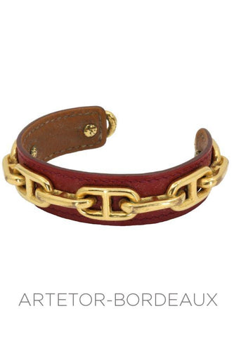 Bracelet Bracelet Hermès chaine d'ancre cuir 58 Facettes 36371