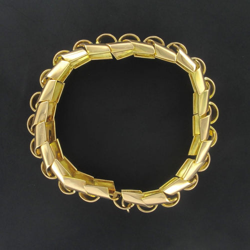 Bracelet Bracelet tank or maille épi articulée 58 Facettes 16-360