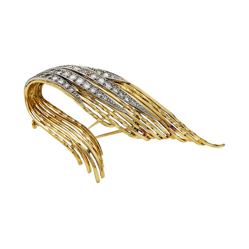 Broche Broche Sterlé en or jaune, platine et diamants. 58 Facettes 30241